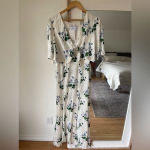 Les Reveries Silk Satin Floral Maxi Dress
